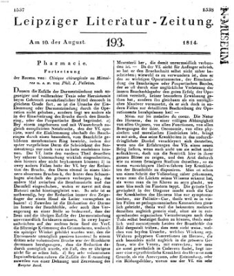 Leipziger Literaturzeitung Mittwoch 10. August 1814