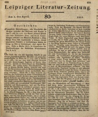 Leipziger Literaturzeitung Montag 3. April 1815