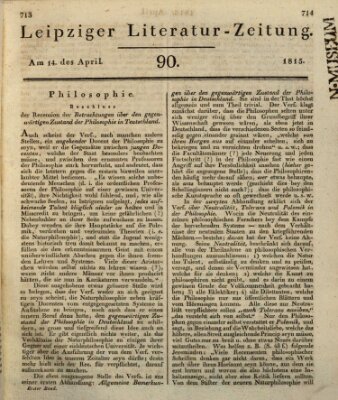 Leipziger Literaturzeitung Freitag 14. April 1815