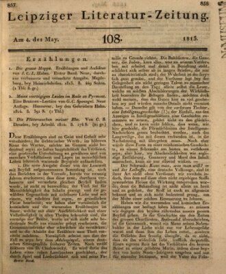 Leipziger Literaturzeitung Donnerstag 4. Mai 1815