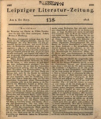 Leipziger Literaturzeitung Donnerstag 8. Juni 1815