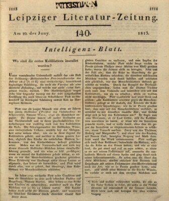 Leipziger Literaturzeitung Samstag 10. Juni 1815