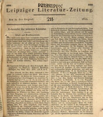 Leipziger Literaturzeitung Donnerstag 31. August 1815