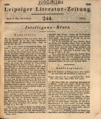 Leipziger Literaturzeitung Samstag 7. Oktober 1815