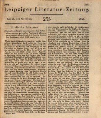 Leipziger Literaturzeitung Montag 16. Oktober 1815