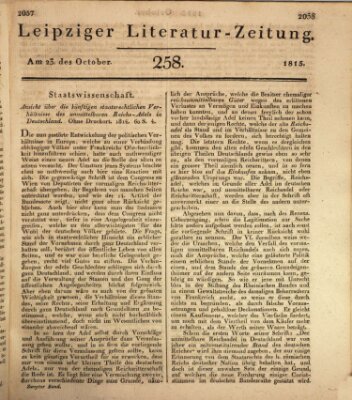 Leipziger Literaturzeitung Montag 23. Oktober 1815