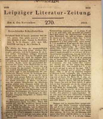 Leipziger Literaturzeitung Montag 6. November 1815