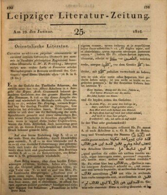 Leipziger Literaturzeitung Montag 29. Januar 1816