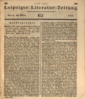 Leipziger Literaturzeitung Montag 11. März 1816