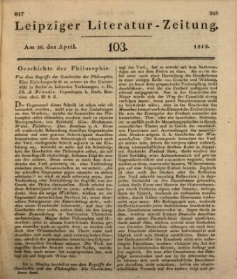Leipziger Literaturzeitung Freitag 26. April 1816