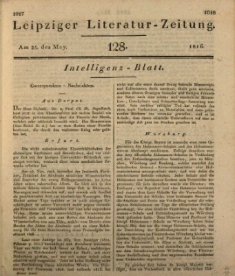 Leipziger Literaturzeitung Samstag 25. Mai 1816