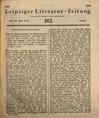 Leipziger Literaturzeitung Mittwoch 24. Juli 1816