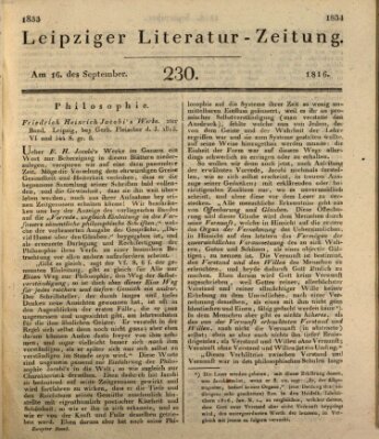 Leipziger Literaturzeitung Montag 16. September 1816