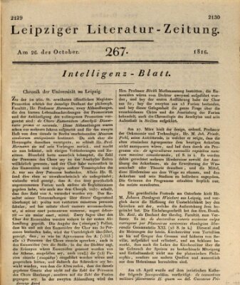 Leipziger Literaturzeitung Samstag 26. Oktober 1816
