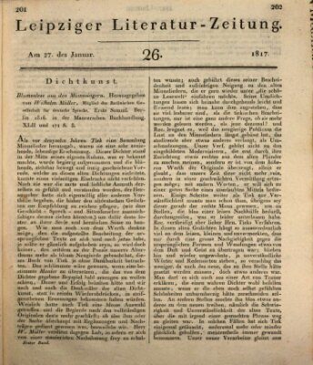 Leipziger Literaturzeitung Montag 27. Januar 1817