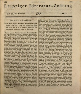 Leipziger Literaturzeitung Freitag 21. Februar 1817