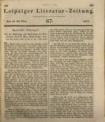 Leipziger Literaturzeitung Mittwoch 12. März 1817
