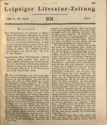 Leipziger Literaturzeitung Donnerstag 17. April 1817