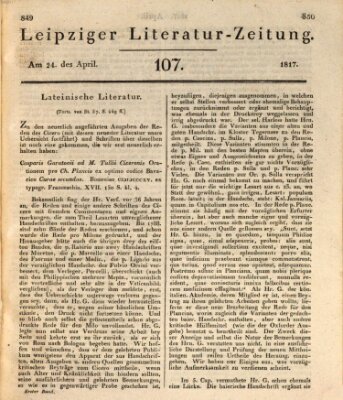 Leipziger Literaturzeitung Donnerstag 24. April 1817