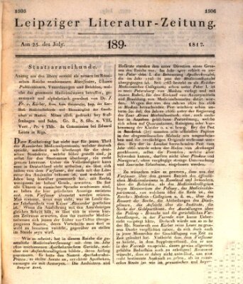 Leipziger Literaturzeitung Freitag 25. Juli 1817