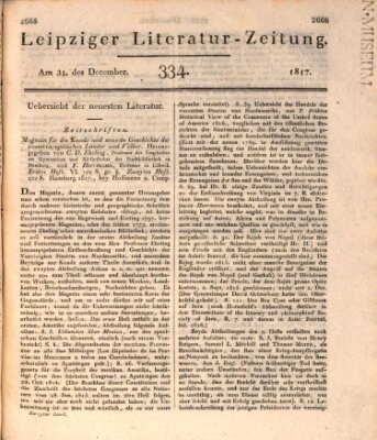 Leipziger Literaturzeitung Mittwoch 31. Dezember 1817