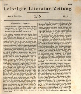 Leipziger Literaturzeitung Mittwoch 8. Juli 1818
