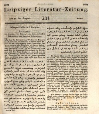 Leipziger Literaturzeitung Dienstag 11. August 1818