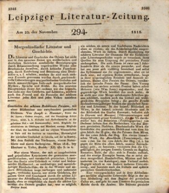 Leipziger Literaturzeitung Montag 23. November 1818