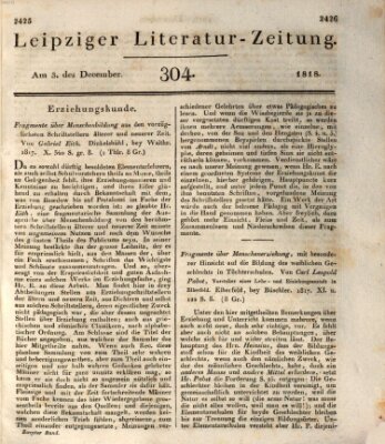 Leipziger Literaturzeitung Donnerstag 3. Dezember 1818