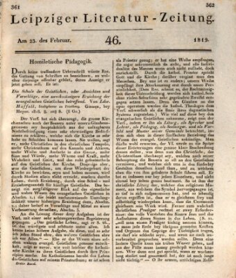 Leipziger Literaturzeitung Dienstag 23. Februar 1819