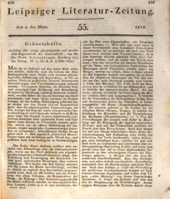 Leipziger Literaturzeitung Donnerstag 4. März 1819