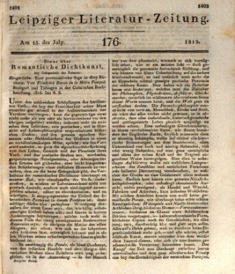Leipziger Literaturzeitung Donnerstag 15. Juli 1819