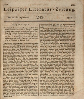 Leipziger Literaturzeitung Donnerstag 30. September 1819