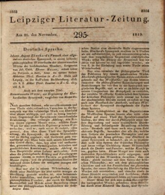 Leipziger Literaturzeitung Freitag 26. November 1819