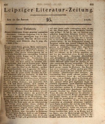 Leipziger Literaturzeitung Mittwoch 19. Januar 1820