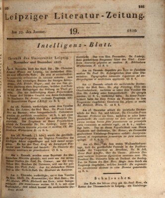 Leipziger Literaturzeitung Samstag 22. Januar 1820