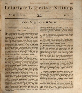 Leipziger Literaturzeitung Samstag 29. Januar 1820