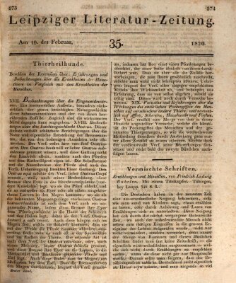 Leipziger Literaturzeitung Donnerstag 10. Februar 1820