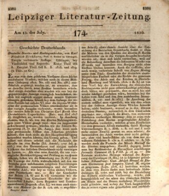 Leipziger Literaturzeitung Donnerstag 13. Juli 1820