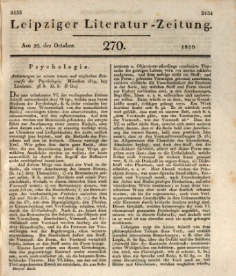 Leipziger Literaturzeitung Freitag 20. Oktober 1820