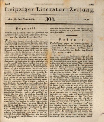 Leipziger Literaturzeitung Donnerstag 23. November 1820