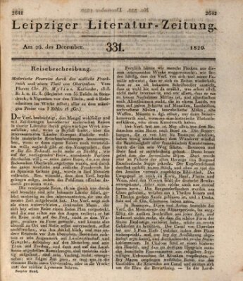Leipziger Literaturzeitung Mittwoch 20. Dezember 1820