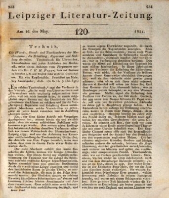 Leipziger Literaturzeitung Mittwoch 16. Mai 1821