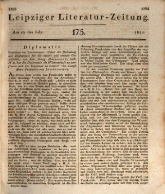 Leipziger Literaturzeitung Donnerstag 19. Juli 1821