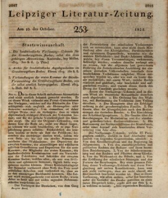 Leipziger Literaturzeitung Mittwoch 10. Oktober 1821