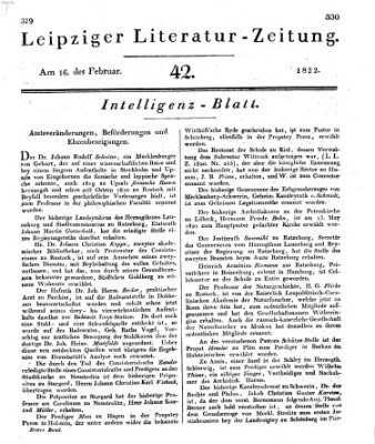 Leipziger Literaturzeitung Samstag 16. Februar 1822
