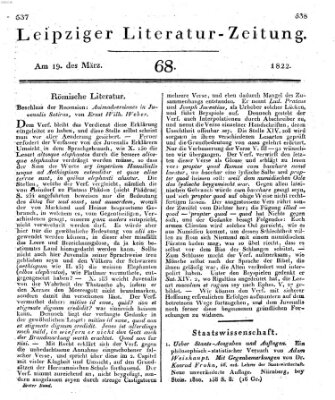 Leipziger Literaturzeitung Dienstag 19. März 1822