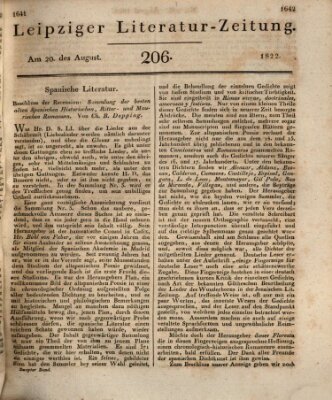 Leipziger Literaturzeitung Dienstag 20. August 1822