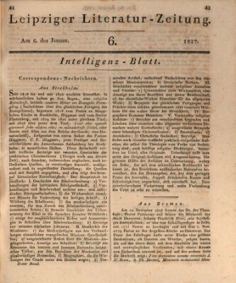 Leipziger Literaturzeitung Samstag 6. Januar 1827