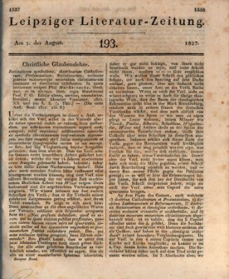 Leipziger Literaturzeitung Mittwoch 1. August 1827